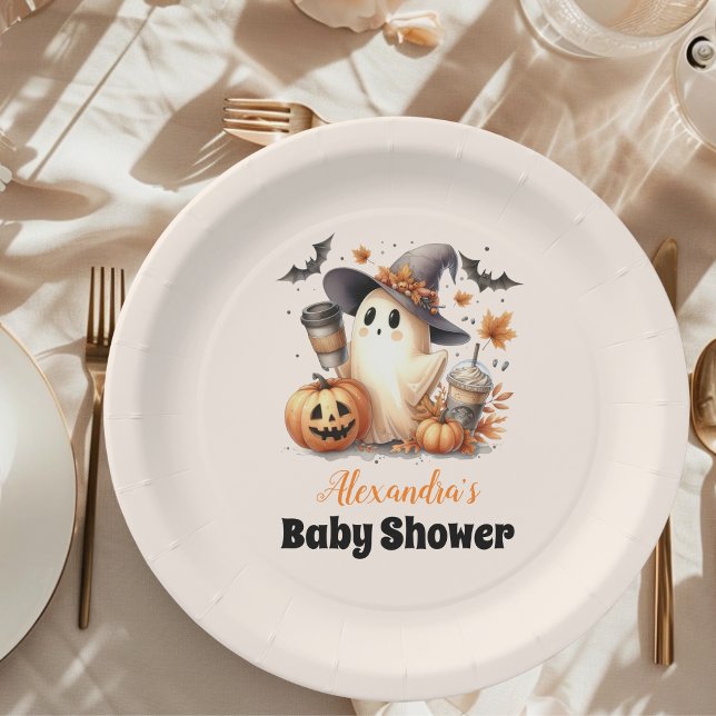 A Little Boo is Almost Due Halloween Baby Shower Paper Plate (Creator Uploaded)