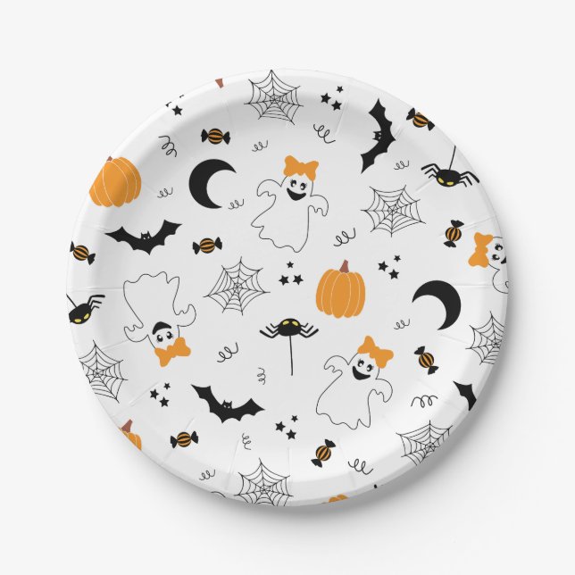 A Little Boo Is Almost Due Halloween Baby Shower Paper Plate (Front)