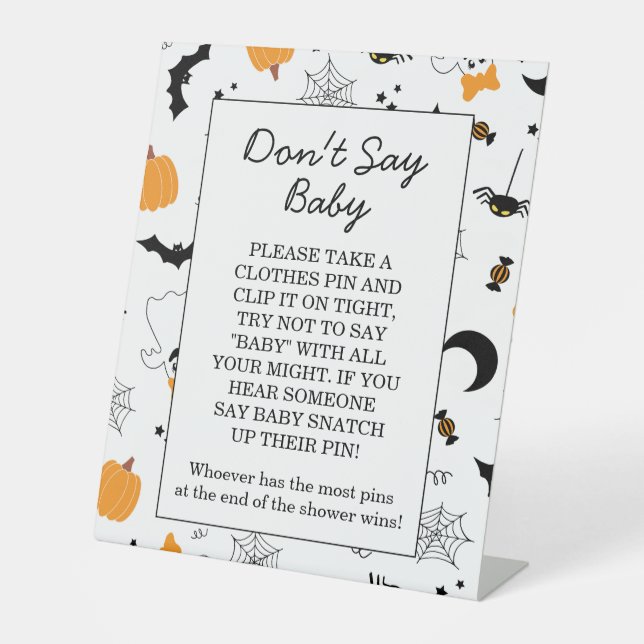 A Little Boo Is Almost Due Halloween Baby Shower Pedestal Sign (Front)