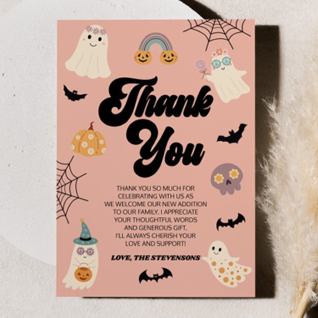 A Little Boo Is Almost Due! Halloween Baby Shower Thank You Card (Creator Uploaded)