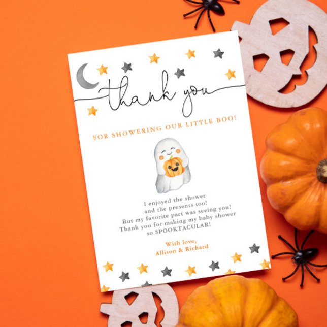 A little boo is almost due Halloween baby shower Thank You Card (Creator Uploaded)