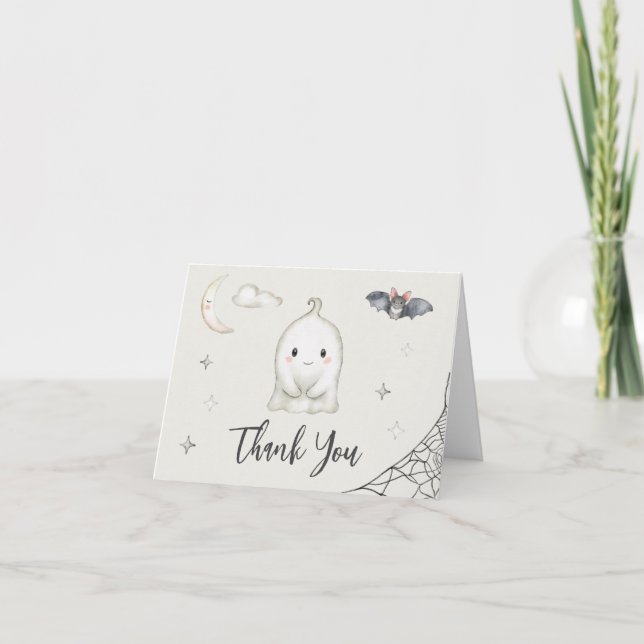 A Little BOO is almost Due! Halloween Baby Shower Thank You Card (Front)