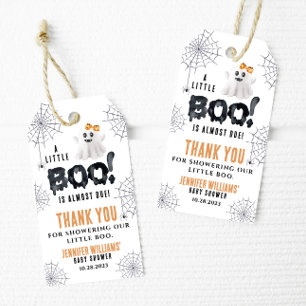 A little boo is almost due Halloween thank you Gift Tags