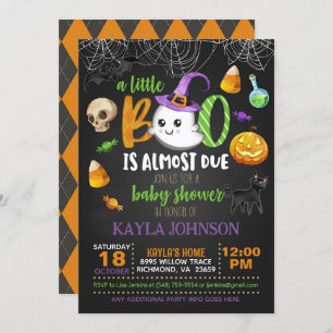 A Little Boo is Almost Due Invitation - Blk 