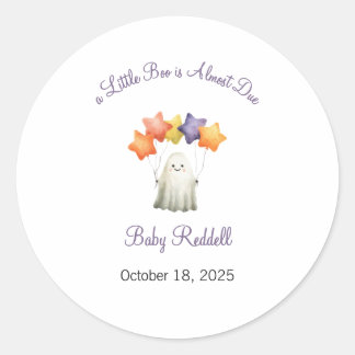 A Little Boo is Almost Due Label, Halloween Classic Round Sticker