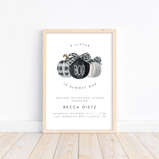 A Little Boo is Almost Due! Neutral Baby Shower Poster
