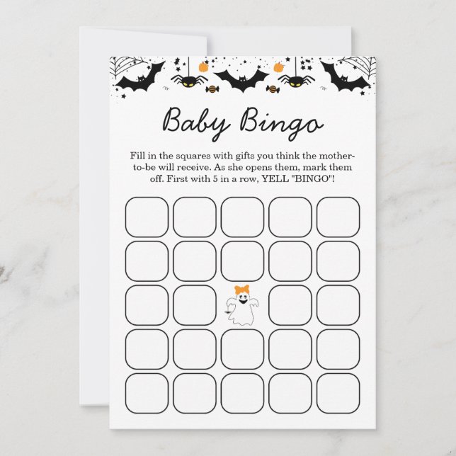 A Little Boo Is Almost Due Orange Girl Baby Shower Invitation (Front)