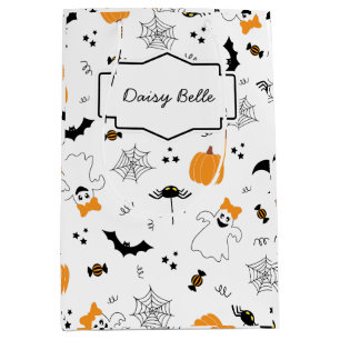 A Little Boo Is Almost Due Orange Girl Baby Shower Medium Gift Bag