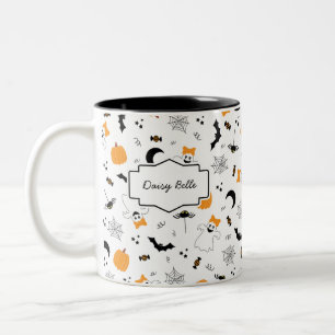 A Little Boo Is Almost Due Orange Girl Baby Shower Two-Tone Coffee Mug