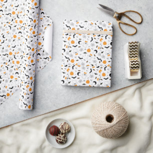 A Little Boo Is Almost Due Orange Girl Baby Shower Wrapping Paper