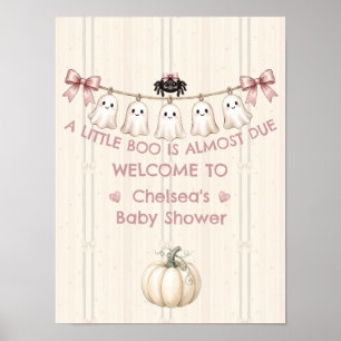 A Little Boo Is Almost Due Pink Bow Ghost  Poster