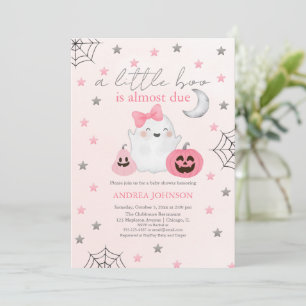 A Little Boo Is Almost Due Pink Girl Baby Shower Invitation