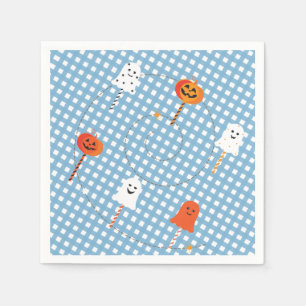 A Little Boo is Due Blue Gingham Ghost Lollipops Napkin