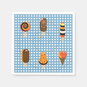 A Little Boo is Due Blue Gingham Ice Cream baby Napkin