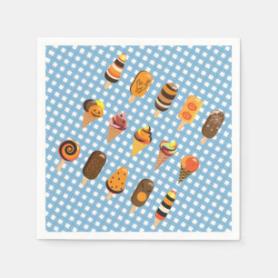 A Little Boo is Due Pale Blue Gingham Ice Cream Napkin