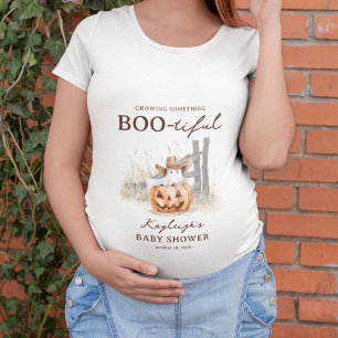 A Little Boo Is Due Western Halloween Baby Shower  T-Shirt