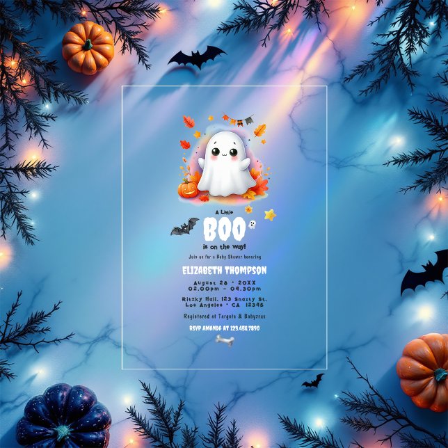 "A Little Boo is on the Way" Halloween Baby Shower Acrylic Invitations ("A Little Boo is on the Way" Halloween Baby Shower Acrylic Invitations)