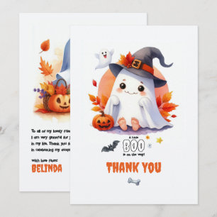 "A Little Boo is on the Way" Halloween Baby Shower Thank You Card