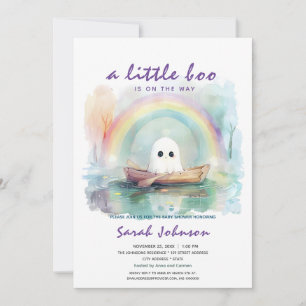 A Little Boo Is On The Way Purple Baby Shower Invitation