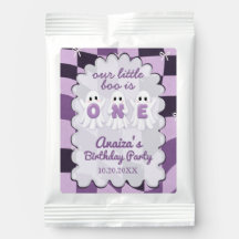 A Little Boo Is One Purple Chequered 1st Birthday