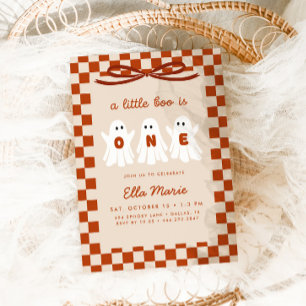 A Little Boo is One Rustic Orange 1st Birthday Invitation