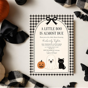 A Little Boo Minimal Black Gingham Baby Shower Invitation