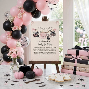 A Little Boo Pink Bow Halloween Baby Shower Enclosure Card
