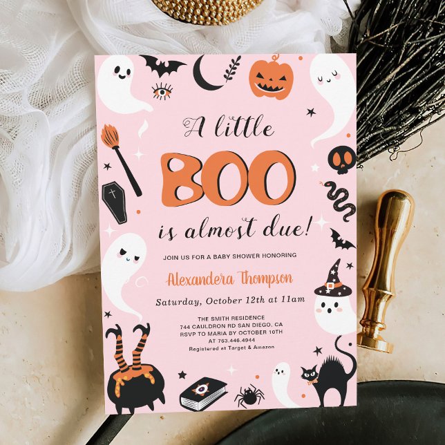 A little Boo Pink Halloween Baby Girl Shower Invitation (Creator Uploaded)