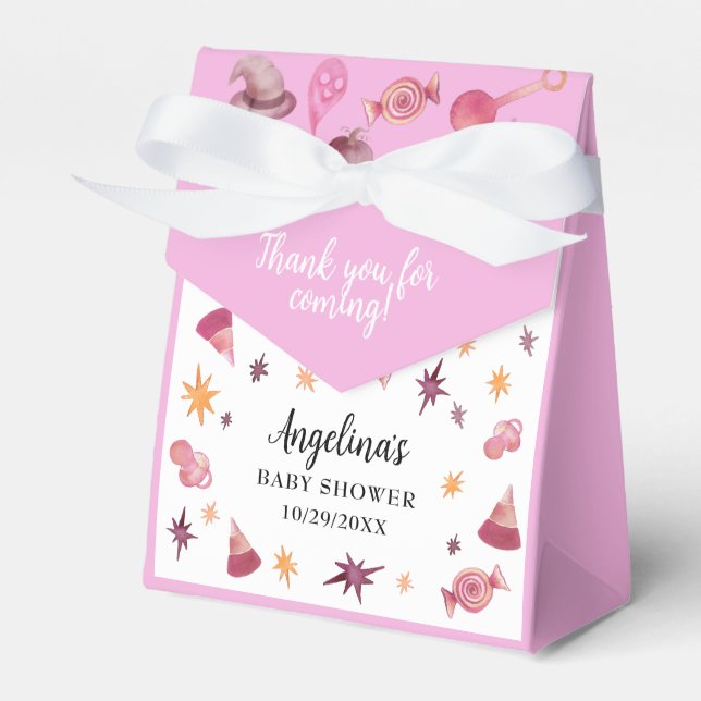 A Little Boo Pink Halloween Baby Shower Favour Box (Front Side)