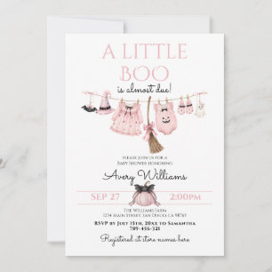 A Little Boo Pink Halloween Baby Shower Girl Invitation