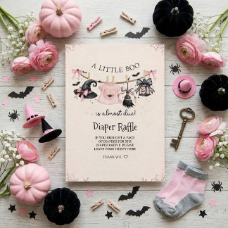 A Little Boo Spooky Pink Halloween Baby Shower Enclosure Card