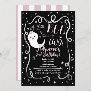 A Little Boo Turning 2 TWO Cute Halloween Ghost  Invitation