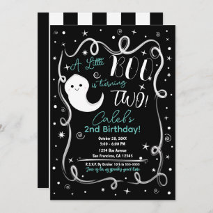 A Little Boo Turning 2 TWO Cute Halloween Ghost  Invitation