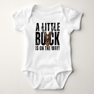A Little Buck is on The Way Hunting  Baby Bodysuit