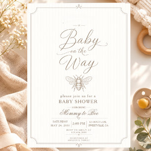 A Little Bumblebee Baby Shower Mummy Bee Vintage Invitation