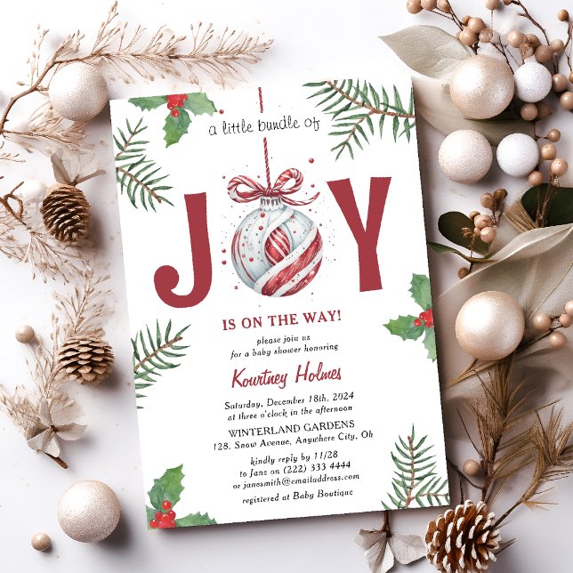 A Little Bundle of Joy! Christmas Baby Shower Invitation (Creator Uploaded)