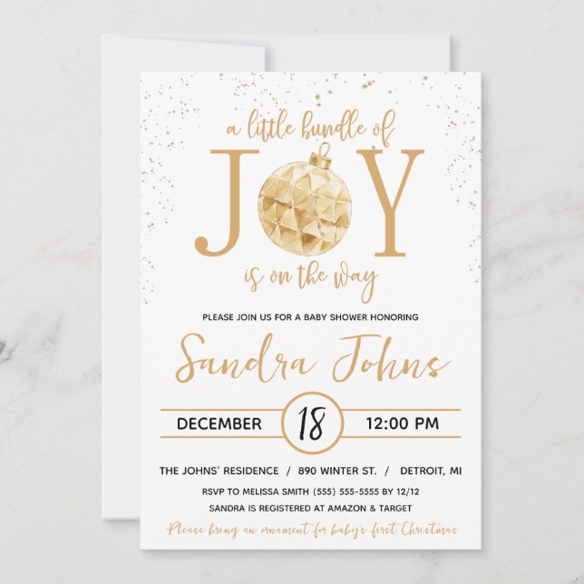 A Little Bundle of Joy is on the Way Baby Shower Invitation (Front)