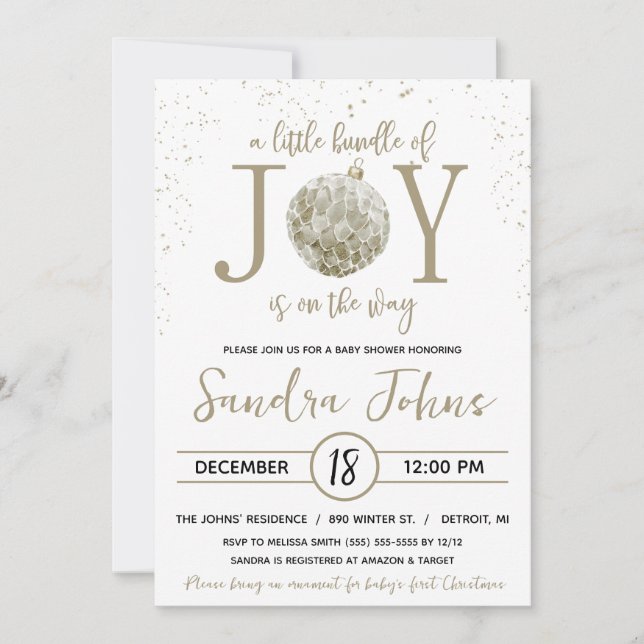 A Little Bundle of Joy is on the Way Baby Shower Invitation (Front)