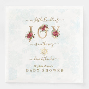 A Little Bundle Of Joy Poinsettia Gold Baby Shower Napkin