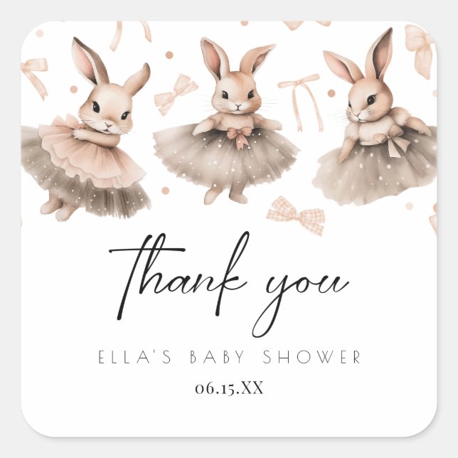 A Little Bunny Baby Shower Square Sticker (Front)