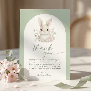 A Little Bunny Elegant Sage Green Baby Shower Thank You Card