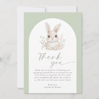 A Little Bunny Elegant Sage Green Baby Shower Thank You Card