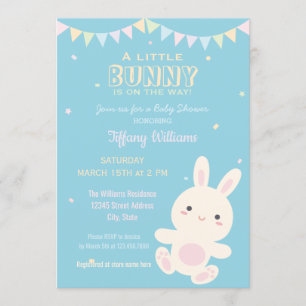 A Little Bunny Is On The Way Baby Girl Shower Invitation