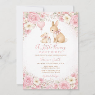 A little Bunny is on the way Baby Shower Floral Invitation