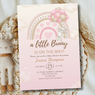 A Little Bunny is on the Way Baby Shower Girl Invitation