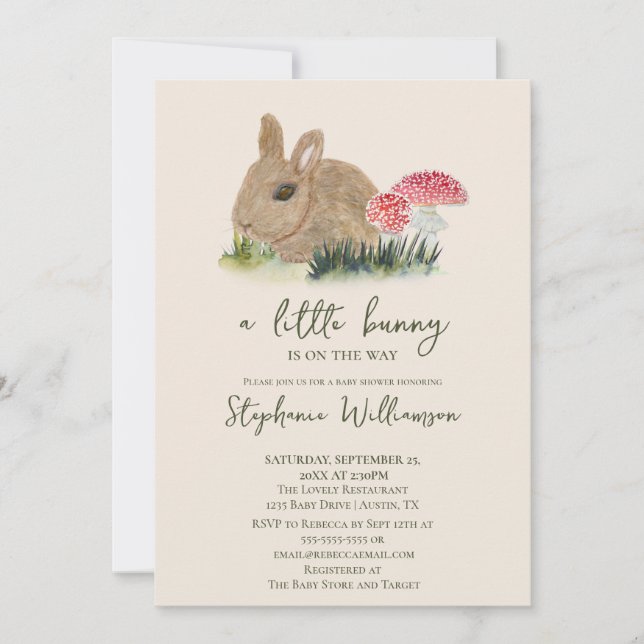 A little Bunny Is On The Way Baby Shower   Invitation (Front)