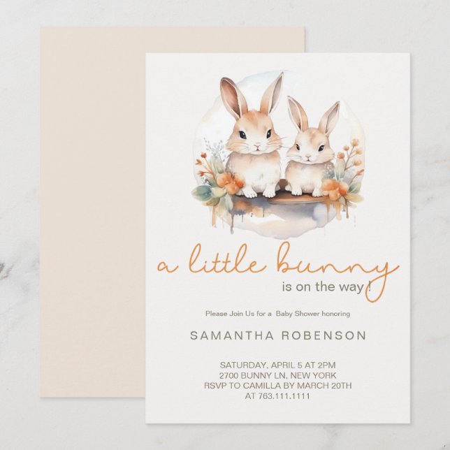 A little Bunny is on the way baby Shower Invitation (Front/Back)
