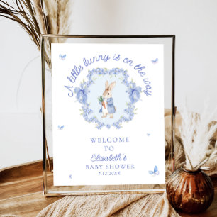 A Little Bunny Is On The Way Baby Shower Welcome Poster