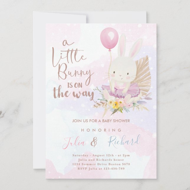 a little bunny is on the way Invitation (Front)