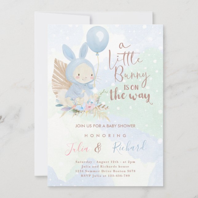a little bunny is on the way Invitation (Front)